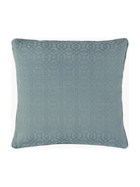 Funda de cojín estampada Feliz, 60% algodón, 40% poliéster, Azul, An 50 x L 50 cm