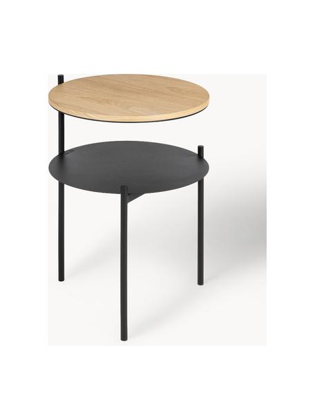 Comodino in legno Tu, Struttura: acciaio verniciato a polv, Nero, legno chiaro, Ø 40 x Alt. 52 cm