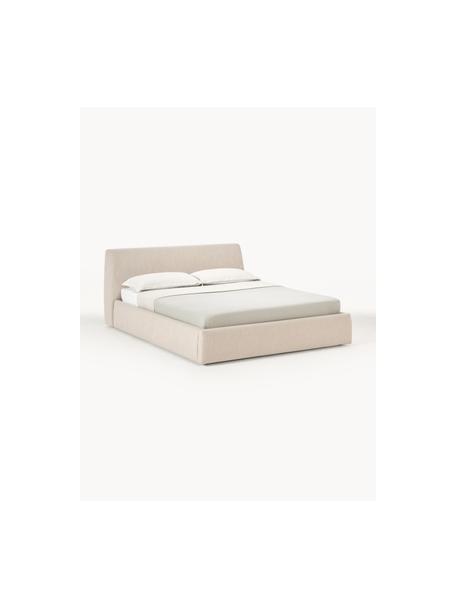 Cama tapizada con espacio de almacenamiento Cloud, Tapizado: tejido finamente texturiz, Estructura: madera de pino maciza y m, Tejido beige, An 180 x L 200 cm