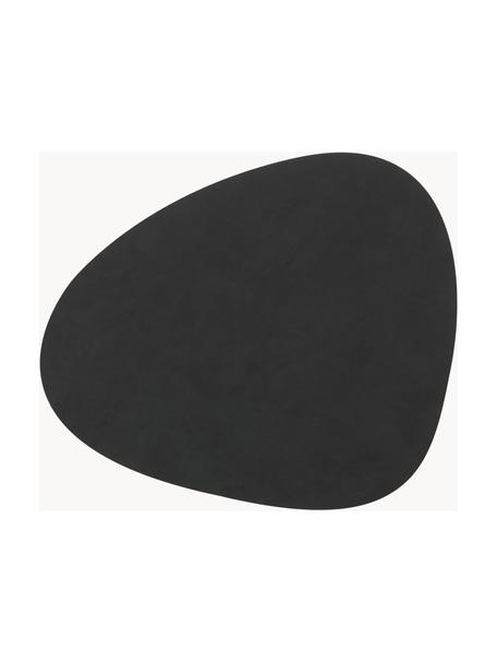 Manteles individuales asimétricos de cuero Curve, 4 uds., Cuero, caucho, Negro, An 44 x L 37 cm