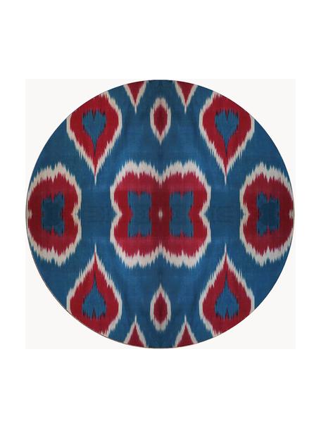 Handgemaakt porseleinen onderbord Ikat, Porseilein, Blauw, roodbruin, wit, Ø 22 cm