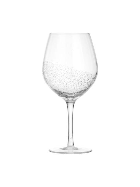 Mondgeblazen rode wijnglazen Bubble, 4 stuks, Mondgeblazen glas, Transparant met luchtbellen, Ø 10 x H 22 cm