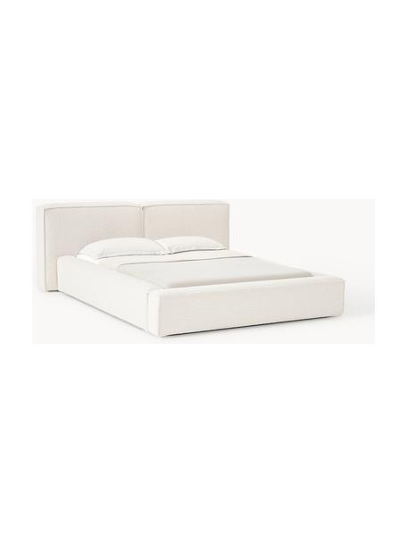 Čalouněná bouclé postel s úložným prostorem Lennon, Tlumeně bílá, Š 268 cm, D 243 cm (plocha k ležení 200 cm x 200 cm)