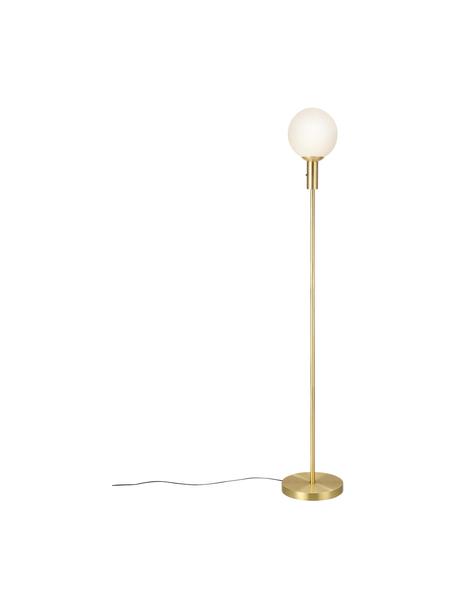 Stojacia lampa z opálového skla Minna, Mosadzné odtiene, Ø 22 x V 144 cm