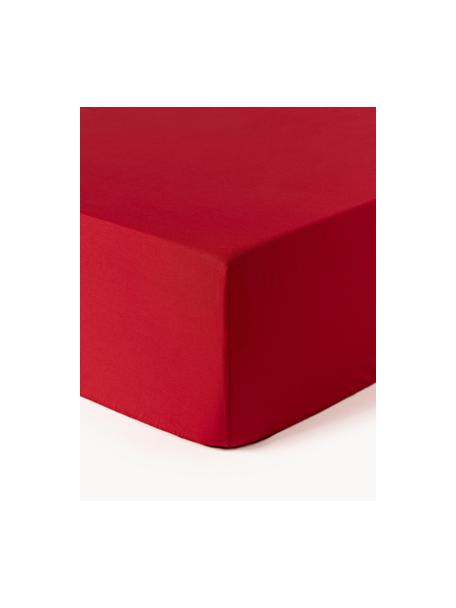 Hoeslaken Elsie, katoen perkal, Weeftechniek: perkal Draaddichtheid 200, Rood, B 90 x L 200 cm, H 25 cm