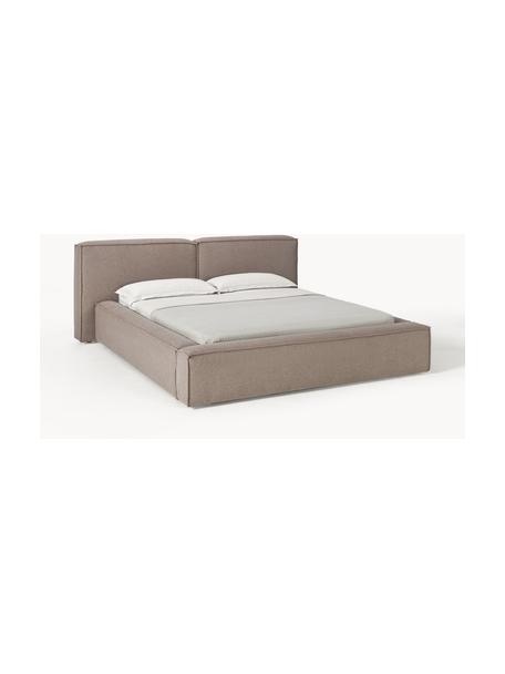 Cama tapizada Lennon, Tapizado: 100% poliéster Alta resis, Estructura: madera de pino maciza, ma, Patas: madera, plástico Este pro, Tejido gris pardo, An 228 x L 243 cm (colchón 160 x 200 cm)