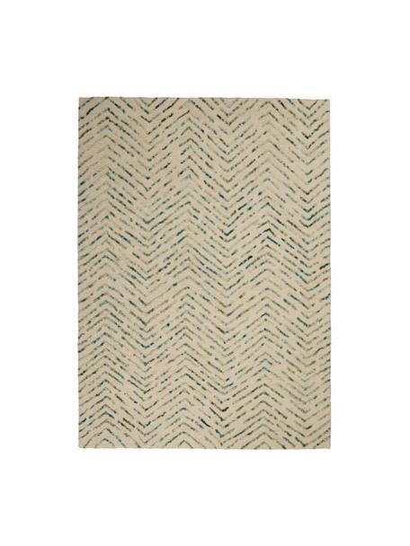 Ręcznie tkany dywan z wełny z wypukłą strukturą Colorado, 100% wełna

Włókna dywanów wełnianych mogą nieznacznie rozluźniać się w pierwszych tygodniach użytkowania, co ustępuje po pewnym czasie, Kremowobiały, odcienie zielonego, odcienie niebieskiego, S 240 x D 300 cm (Rozmiar L)