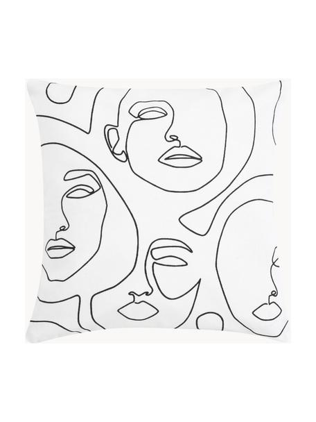 Kissenhülle Ariana mit abstrakter One Line Zeichnung, Webart: Panama, Weiß, Schwarz, B 40 x L 40 cm