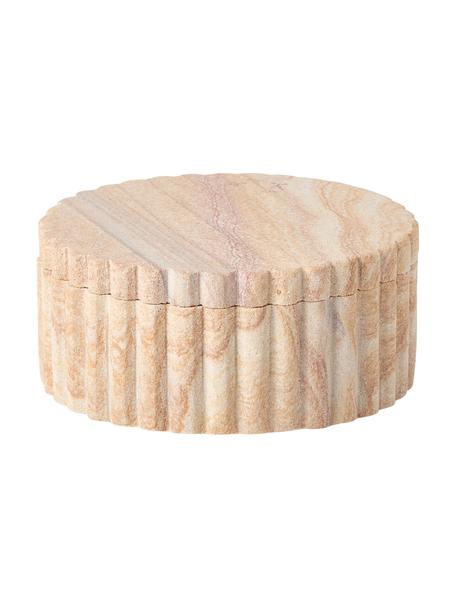 Pojemnik do przechowywania z pokrywką Rita, Piaskowiec, Odcienie beżowego z piaskowym wykończeniem, Ø 12 x W 5 cm