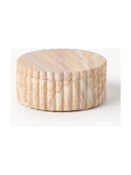 Boîte de rangement avec couvercle Rita, Grès, Tons beiges, avec finition sablée, Ø 12 x haut. 5 cm