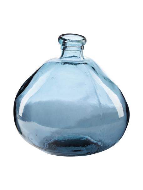 Flessenvaas Dina in blauw, Gerecycled glas, GRS-gecertificeerd, Blauw, Ø 33 x H 33 cm