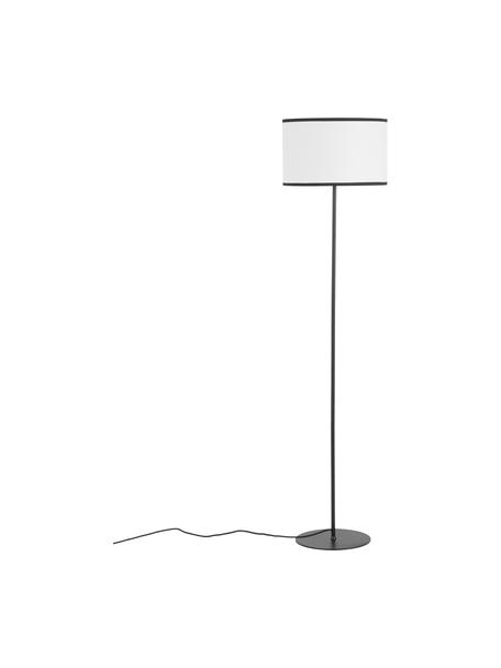 Lámpara de pie de lino Claudette, Pantalla: lino estructurado, Cable: cubierto en tela, Blanco, negro, Ø 40 x Al 165 cm