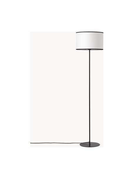 Lampa podłogowa z lnianym kloszem Claudette, Biały, czarny, Ø 40 x W 165 cm