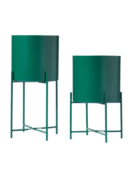 Übertopf-Set Mina aus Metall, 2-tlg., Metall, pulverbeschichtet, Grün, Set mit verschiedenen Grössen