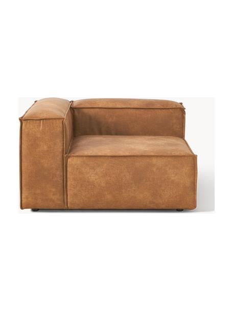 Módulo de esquina sofá de cuero reciclado Lennon, Tapizado: cuero reciclado (70% cuer, Estructura: madera maciza, madera con, Patas: plástico, Cuero marrón, An 119 x F 119 cm, chaise longue izquierda