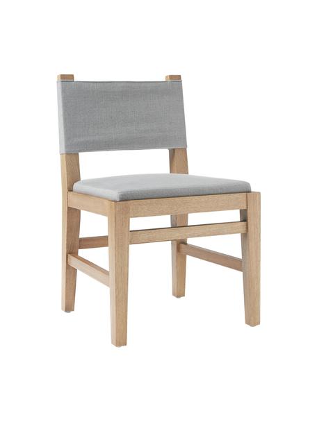 Chaise en bois avec revêtement Liano, Tissu gris, bois de chêne, larg. 50 x long. 80 cm