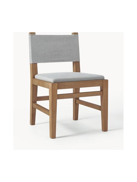 Chaise en bois avec revêtement Liano, Tissu gris, bois de chêne, larg. 50 x long. 80 cm