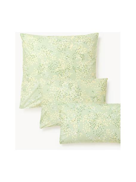 Funda de almohada de percal de algodón Kiki, Verde claro, verde, amarillo, An 45 x L 110 cm