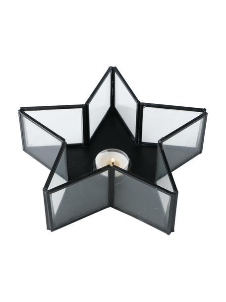 Teelichthalter Tisana in Schwarz, Gestell: Metall, beschichtet, Schwarz, B 22 x H 7 cm