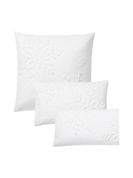 Federa arredo in cotone percalle con motivo fiocco di neve trapuntato Vidal, Bianco, Larg. 50 x Lung. 80 cm