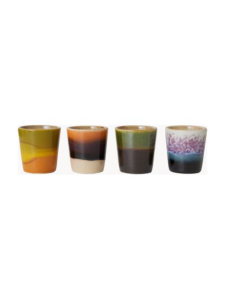 Handbemalte Eierbecher 70's mit reaktiver Glasur, 4er-Set, Keramik, Bunt, Ø 5 x H 5 cm