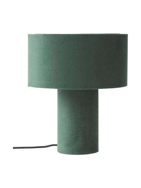 Fluwelen tafellamp Ron, Lampenkap: fluweel (100 % polyester), Lampvoet: fluweel (100 % polyester), Fluweel donkergroen, Ø 30 x H 35 cm