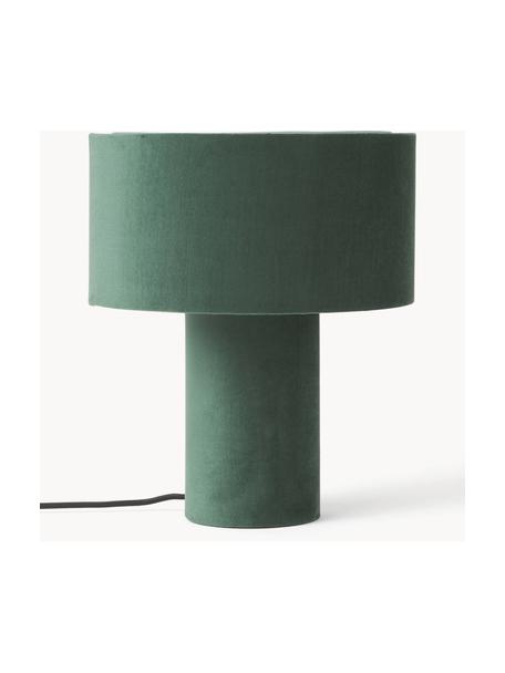 Lampada da tavolo in velluto Ron, Paralume: velluto (100% poliestere), Struttura: metallo verniciato a polv, Velluto verde scuro, Ø 30 x Alt. 35 cm