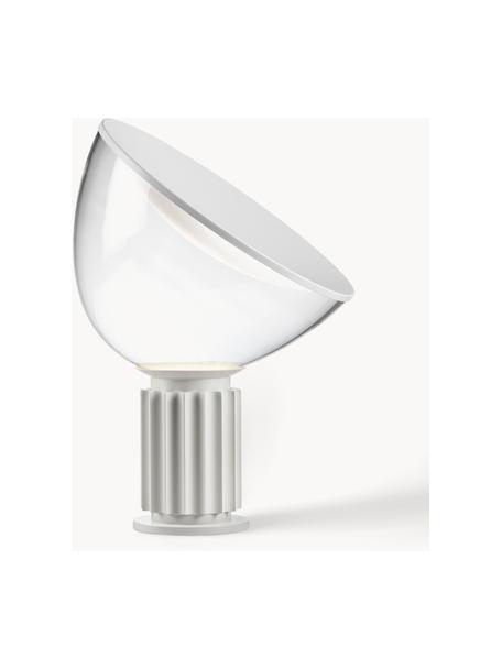 Lámpara de mesa LED regulable soplada Taccia Small, Pantalla: vidrio, Estructura: plástico, metal recubiert, Blanco, Ø 37 x Al 49 cm