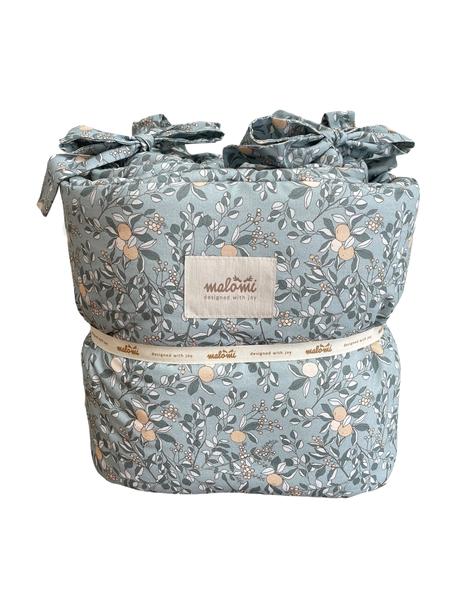 Ochraniacz do łóżeczka Apricot, Tapicerka: bawełna, Odcienie niebieskiego, pomarańczowy, S 28 x D 210 cm
