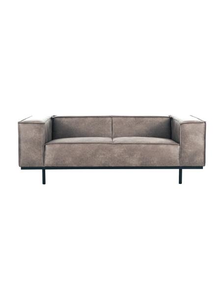 Leder-Sofa Abigail (2-Sitzer) in Braungrau mit Metall-Füßen, Bezug: Lederfaserstoff (70% Lede, Beine: Metall, lackiert, Leder Braungrau, B 190 x T 95 cm