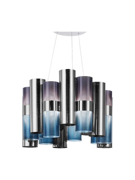 Stmievateľná závesná LED lampa La Lollo, Odtiene chrómovej, modrá, fialová, Ø 48 x V 35 cm