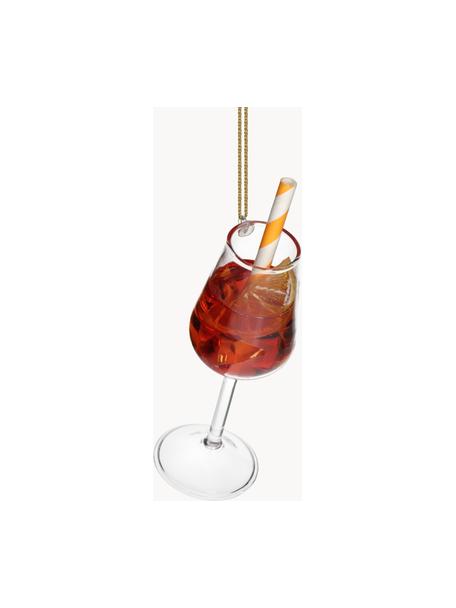 Ozdoba na vánoční stromeček Cocktail Glass, Sklo, Transparentní, oranžová, Ø 4 cm, V 13 cm