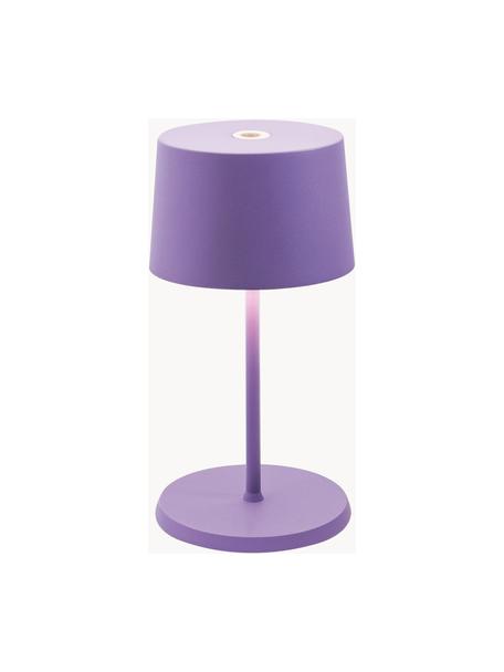 Lampada da tavolo portatile a LED luce regolabile Olivia Pro, Lampada: alluminio rivestito, Lilla, Ø 11 x Alt. 22 cm