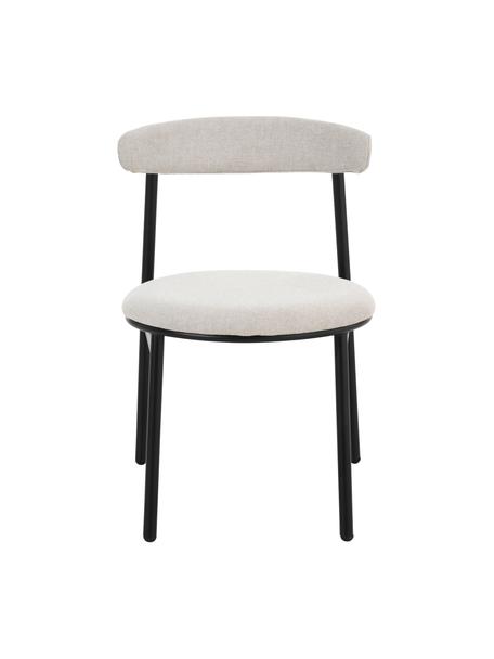 Gestoffeerde stoelen Doggi in crèmekleur, 2 stuks, Bekleding: 100% polyester, Poten: gecoat metaal, Geweven stof crèmewit, B 47 cm x D 50 cm