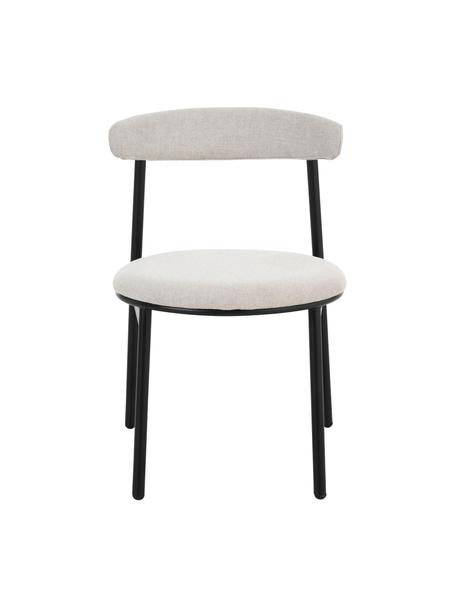 Gestoffeerde stoelen Doggi, 2 stuks, Bekleding: 100% polyester, Poten: gecoat metaal, Geweven stof crèmekleurig, B 47 cm x D 50 cm