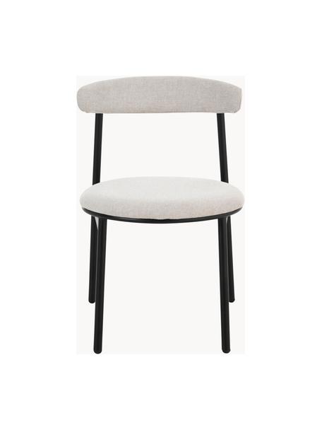 Gestoffeerde stoelen Doggi, 2 stuks, Bekleding: 100% polyester, Poten: gecoat metaal, Geweven stof crèmekleurig, B 47 cm x D 50 cm
