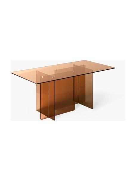 Glazen eettafel Anouk, 180 x 90 cm, Glas, Bruin, transparant, B 180 x D 90 cm