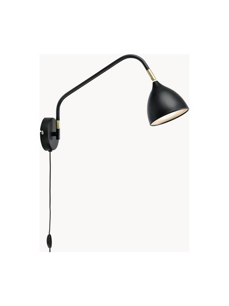 Veľká nastaviteľná nástenná lampa so zástrčkou Valencia, Čierna, H 40 x V 28 cm