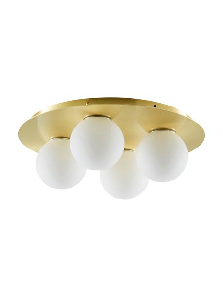 Lampa sufitowa ze szkła opalowego Hitch, Odcienie mosiądzu, biały, Ø 36 x W 12 cm