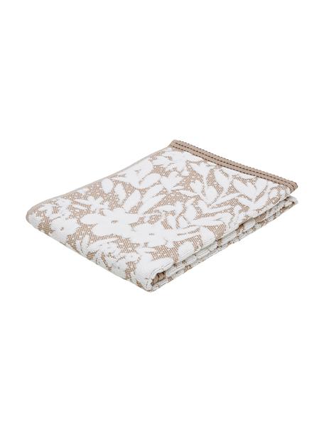 Asciugamano con motivo floreale Matiss, Bianco, taupe, Asciugamano, Larg. 50 x Lung.100 cm