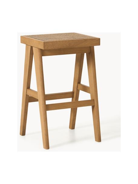 Taburete de bar con tejido vienés Sissi, Estructura: madera de roble lacada, Asiento: ratán Este producto está , Madera de roble clara, beige claro, An 46 x Al 75 cm