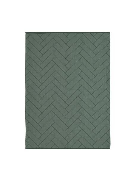 Katoenen theedoeken Tiles in groen, 2 stuks, 100% katoen, Groentinten, B 18 x L 26 cm