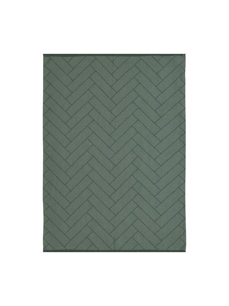 Torchon coton vert Tiles, 2 pièces, 100 % coton, Tons verts, larg. 18 x long. 26 cm