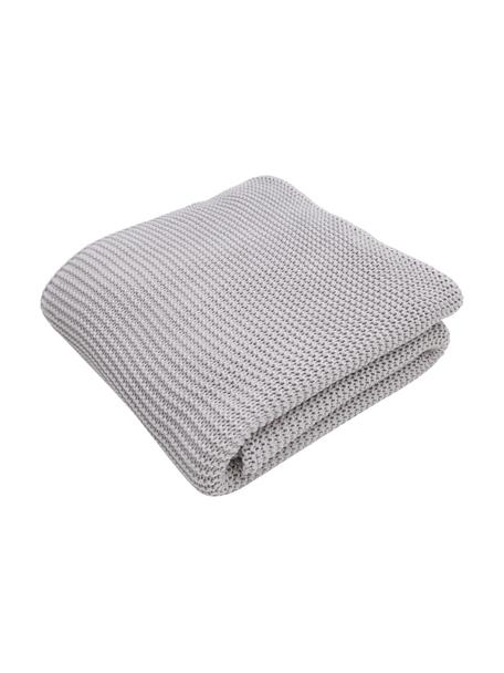 Gebreide plaid Adalyn, 100% biokatoen, GOTS-gecertificeerd, Lichtgrijs, B 150 x L 200 cm