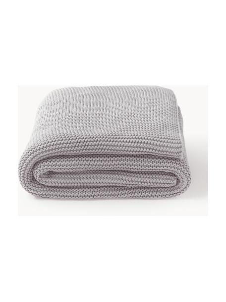 Dzianinowy koc Adalyn, 100% bawełna organiczna, certyfikat GOTS, Jasny szary, S 150 x D 200 cm