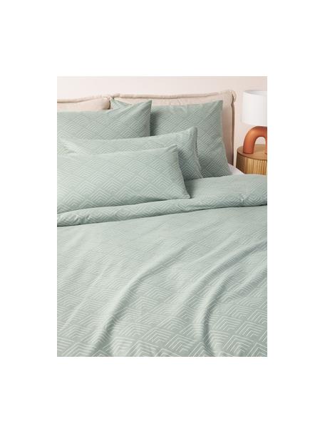 Funda nórdica de algodón estampado Milano, Verde salvia, Cama 180/200 cm (260 x 240 cm)