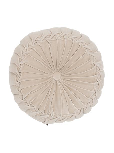 Kulatý sametový polštář s volánky Kanan, s výplní, Béžová, Ø 40 cm, V 10 cm