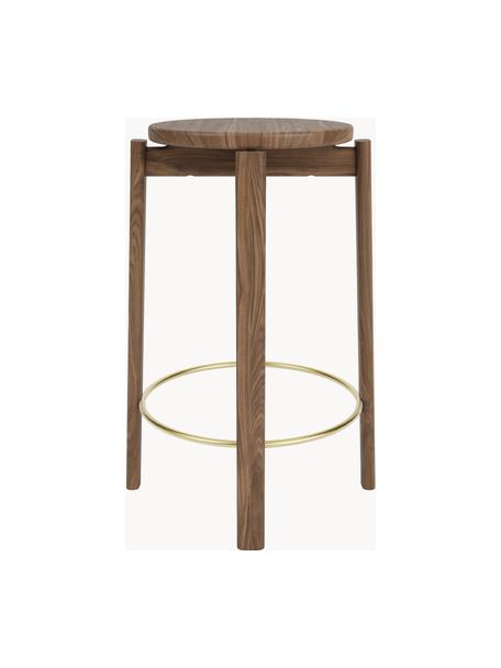 Tabouret en noyer Passage, Bois de noyer, laiton, Ø 46 x haut. 65 cm