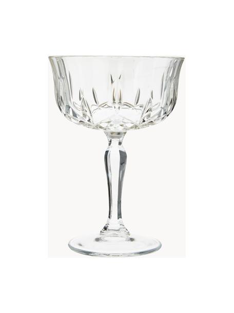 Copas pompadour de champán de cristal con relive Opera, 6 uds., Cristal Luxion, Transparente, Ø 10 x Al 14 cm, 240 ml