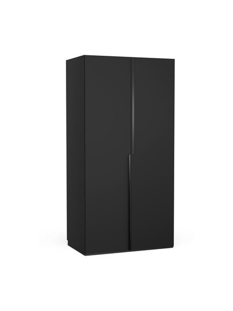 Modulaire draaideurkast Leon in zwart, 100 cm breed, diverse varianten, Frame: spaanplaat, FSC-gecertifi, Hout, zwart, Basis interieur, hoogte 200 cm